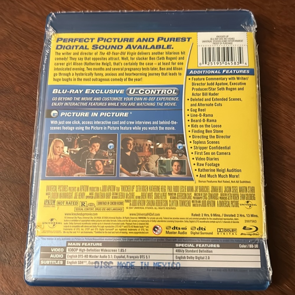 Blu-ray Knocked Up Unrated and Unprotected Sealed Seth Roger Katherine Heigl - Picture 2 of 3